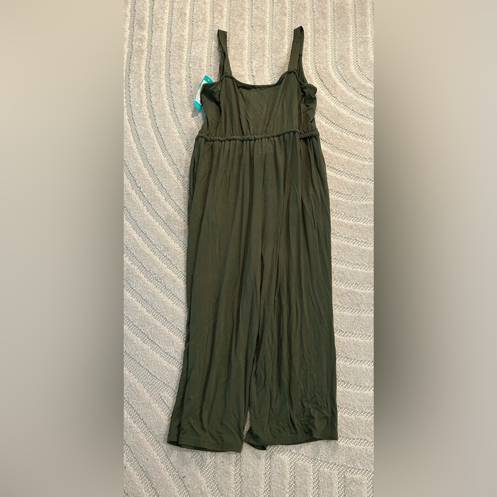 NWT Market & Spruce Sierra Knit Cropped Jumpsuit in Olive - L Petite - Picture 7 of 13